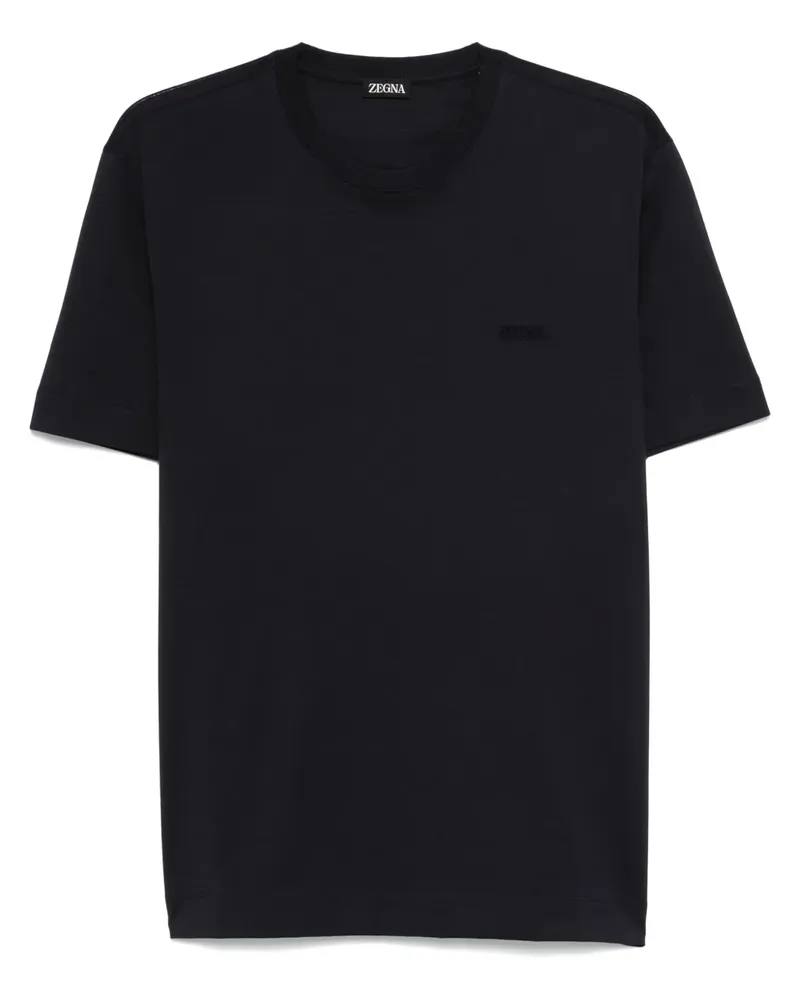 Ermenegildo Zegna T-Shirt mit Logo-Stickerei - Blau Blau