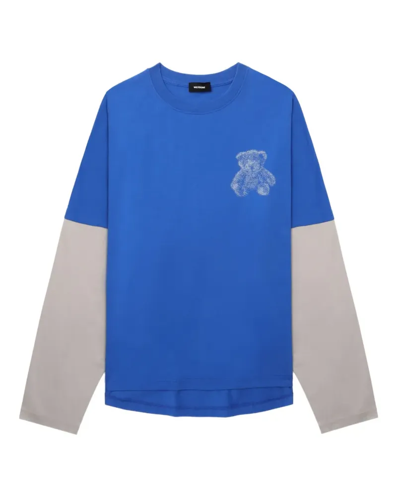 WE 11 DONE Langarmshirt mit Teddy-Print - Blau Blau
