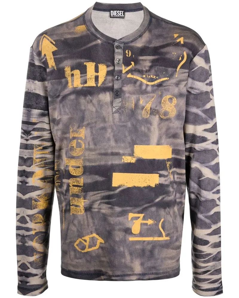 Diesel T-Shirt mit grafischem Print - Grau Grau