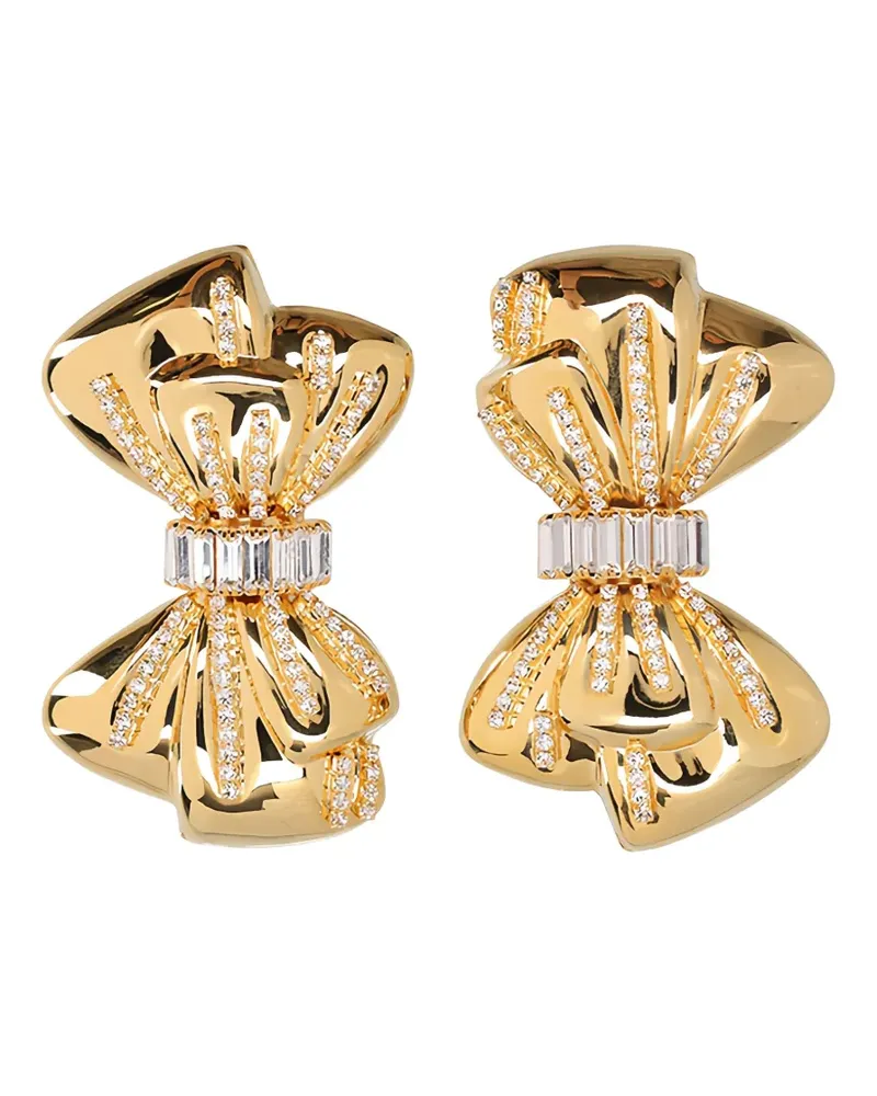 Alessandra Rich Bow Ohrringe mit Kristallen - Gold Gold