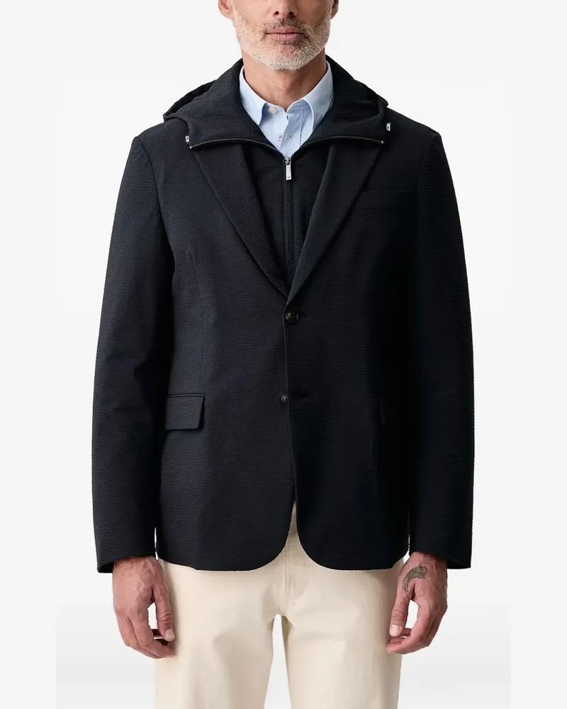 Emporio Armani Seersucker-Kapuzenjacke - Schwarz Schwarz