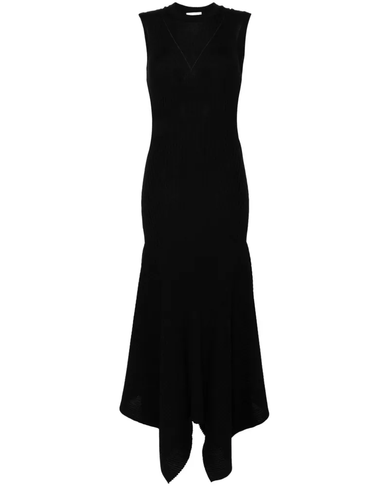 AMI Paris Geripptes Merino-Kleid - Schwarz Schwarz
