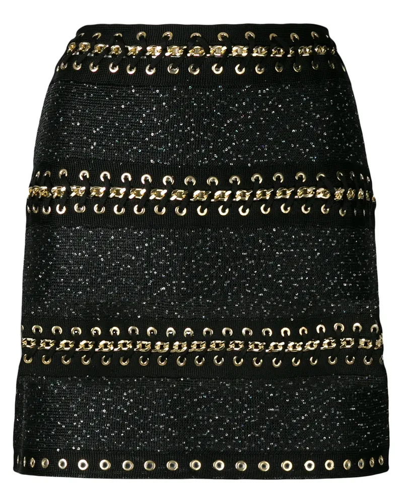 Balmain Minirock mit Kettenverzierungen - Schwarz Schwarz