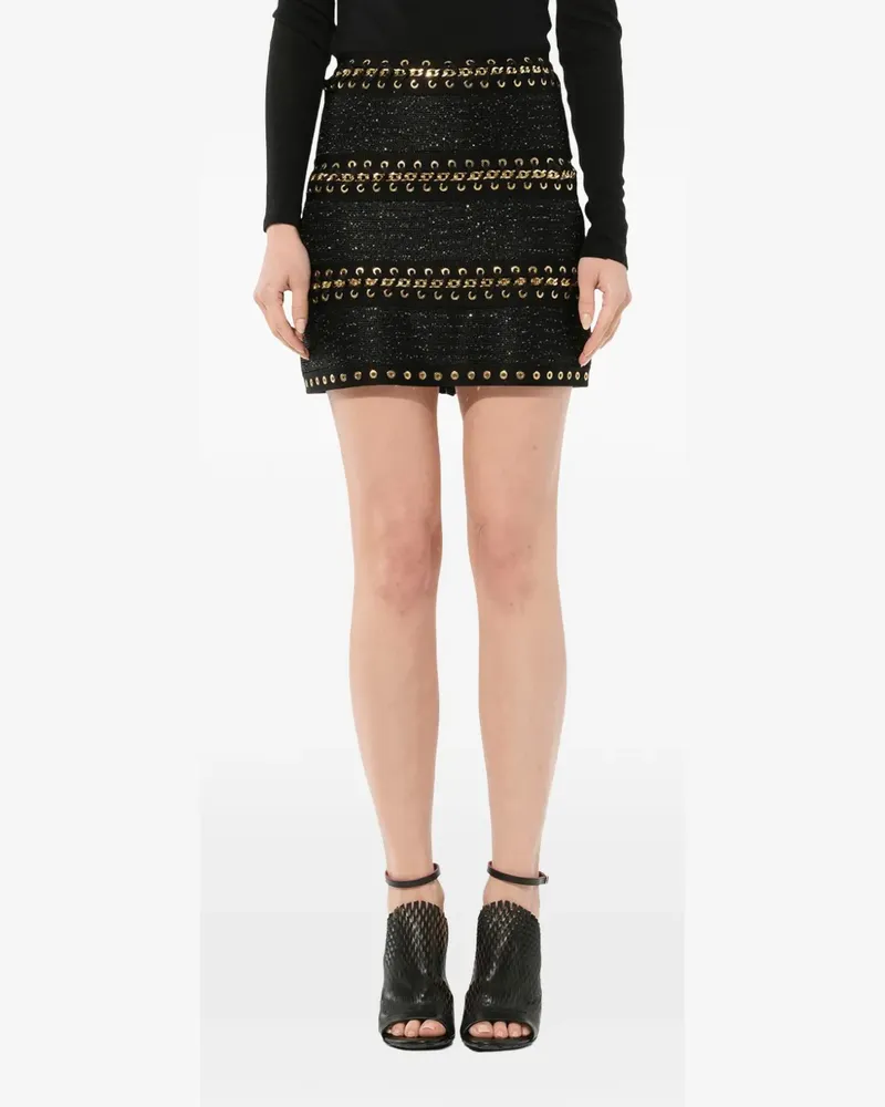 Balmain Minirock mit Kettenverzierungen - Schwarz Schwarz