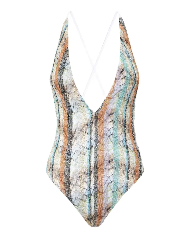 Missoni striped sequin swimsuit - Nude Nude