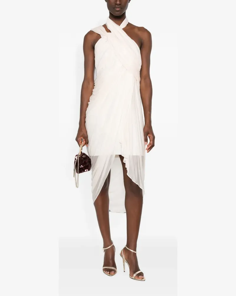 Balmain draped asymmetric-hem mini dress - Nude Nude