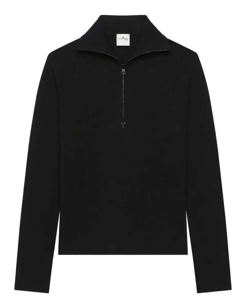 Courrèges Pullover mit kurzem Reißverschluss - Schwarz Schwarz