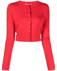 Victoria Beckham Cropped-Cardigan mit Lochstrickmuster Rot