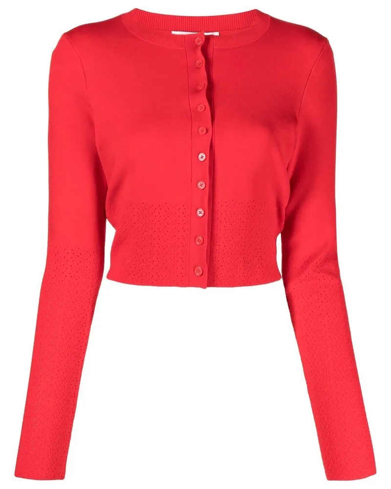 Victoria Beckham Cropped-Cardigan mit Lochstrickmuster - Rot Rot