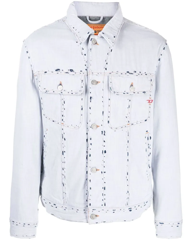 Diesel D-Barcy Jeansjacke im Distressed-Look - Blau Blau