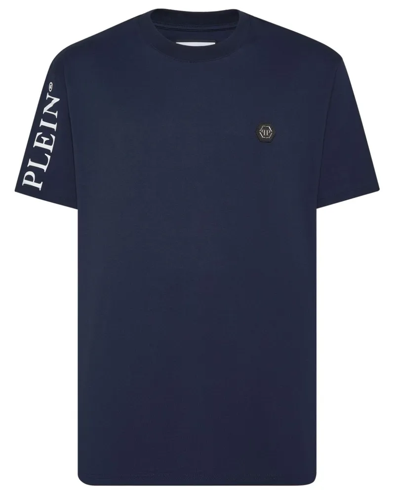 Philipp Plein T-Shirt mit Logo-Patch - Blau Blau