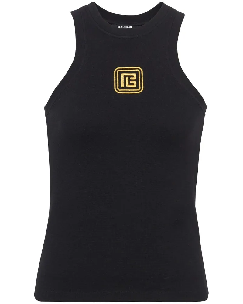 Balmain PB Trägershirt mit Logo-Stickerei - Schwarz Schwarz
