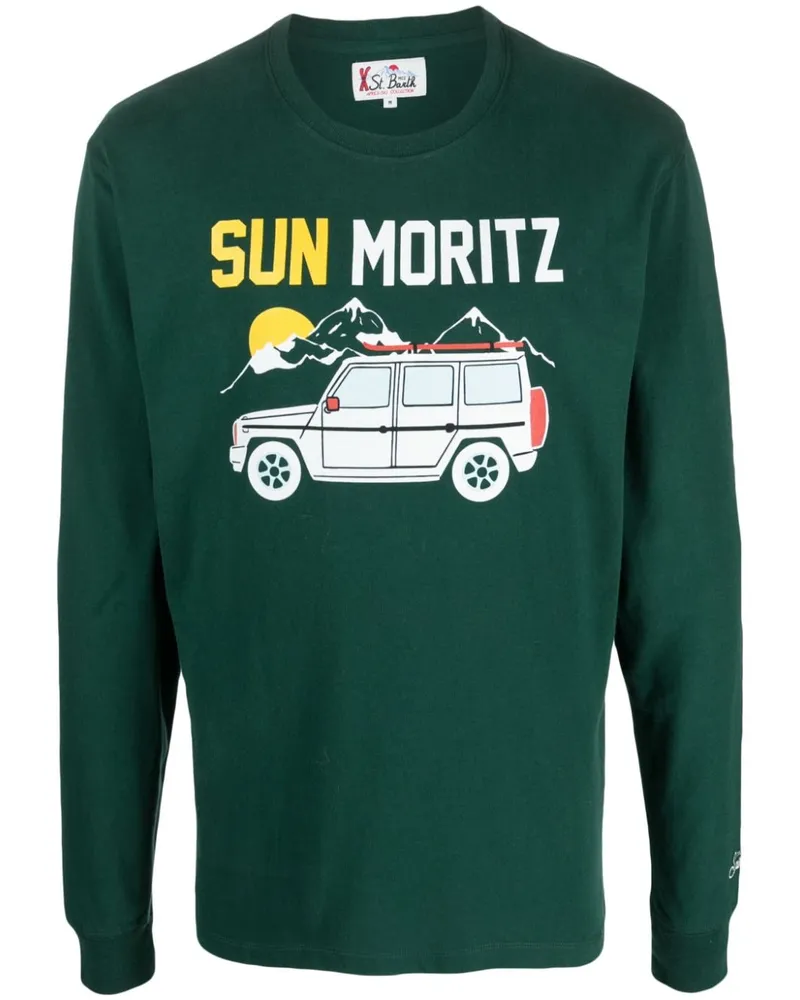 MC2 Saint Barth Luton Sweatshirt mit Sun Moritz-Print Grün