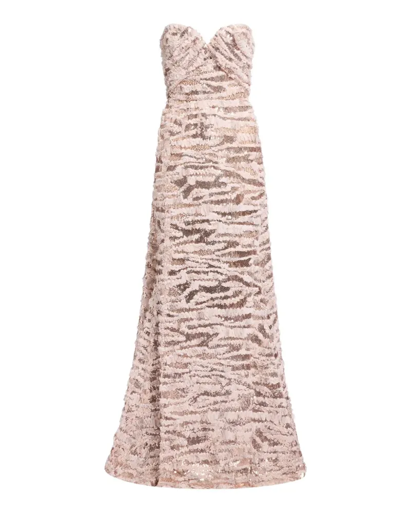Elie Saab Schulterfreies Maxikleid mit Pailletten - Nude Nude