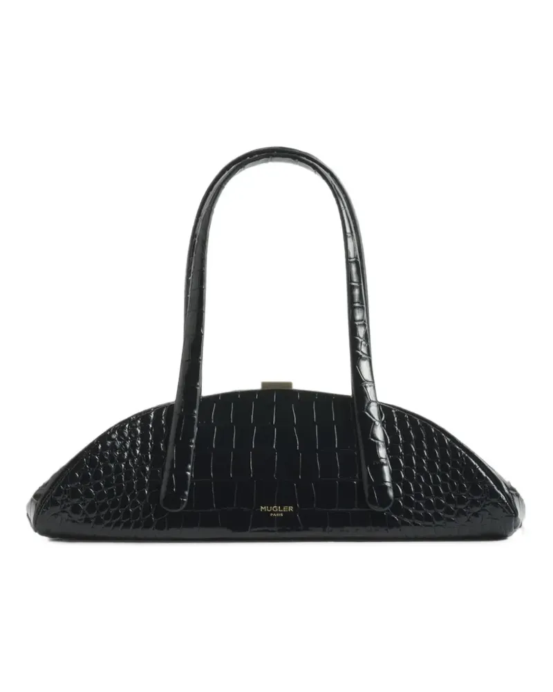 Thierry Mugler Lua Schultertasche mit Kroko-Prägung - Schwarz Schwarz