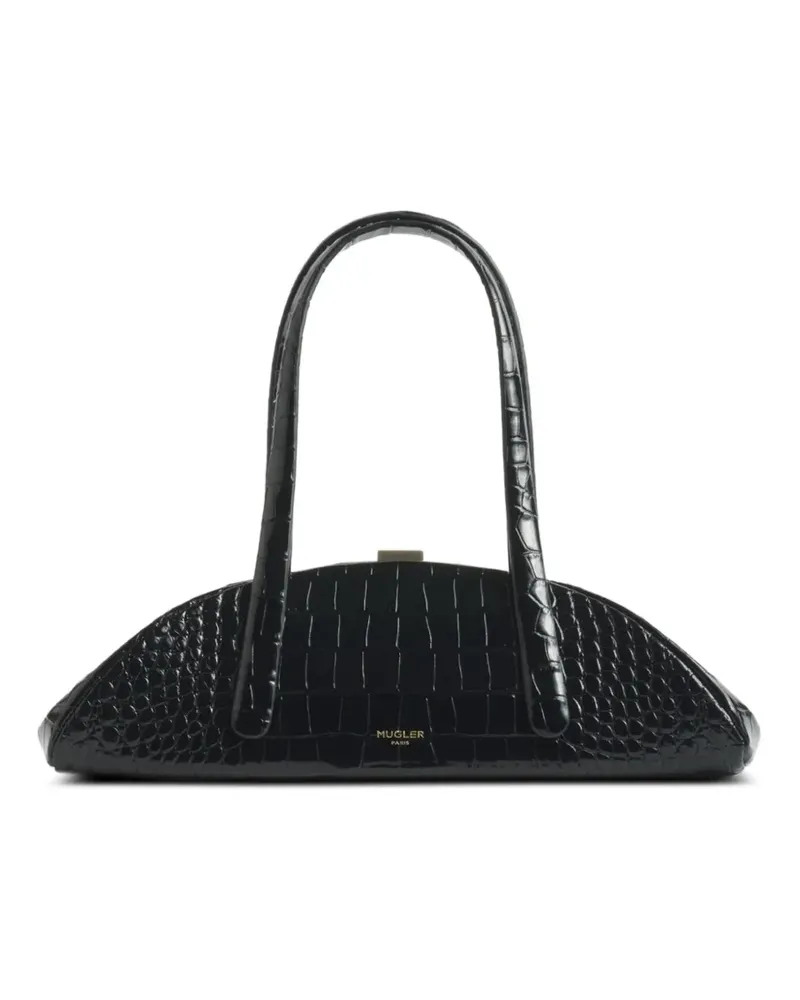 Thierry Mugler Lua Schultertasche mit Kroko-Prägung - Schwarz Schwarz