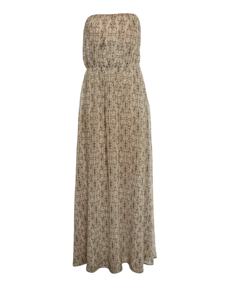Elisabetta Franchi abstract-print strapless maxi dress - Nude Nude