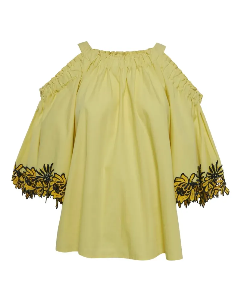 Sandro 2010s lace-insert cold-shoulder blouse - Gelb Gelb