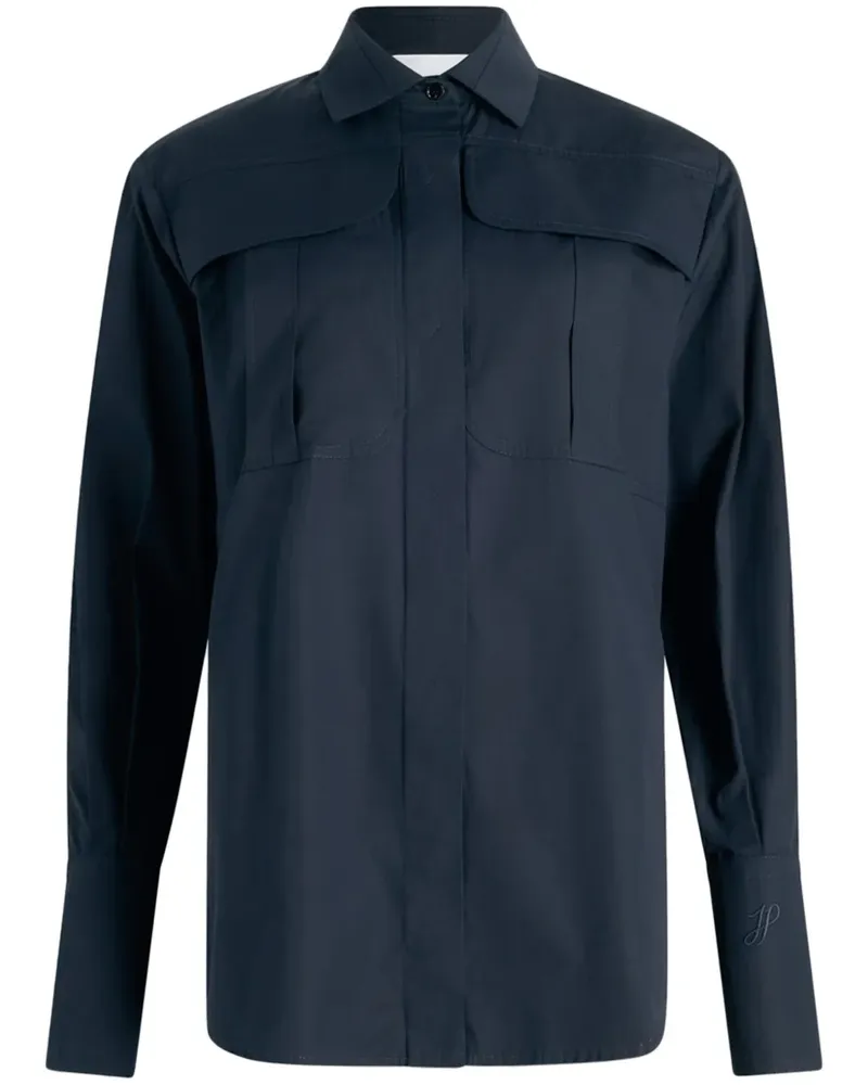 Patou Safari Popeline-Hemd - Blau Blau