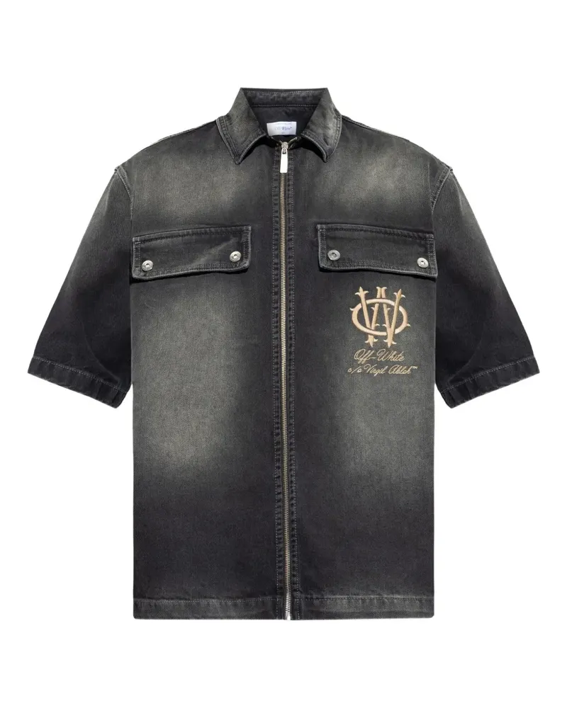 OFF-WHITE Kurzärmeliges Jeanshemd - Schwarz Schwarz