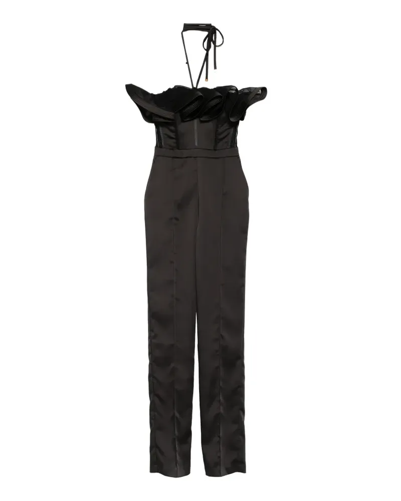 Elisabetta Franchi ruffled corset-style jumpsuit - Schwarz Schwarz