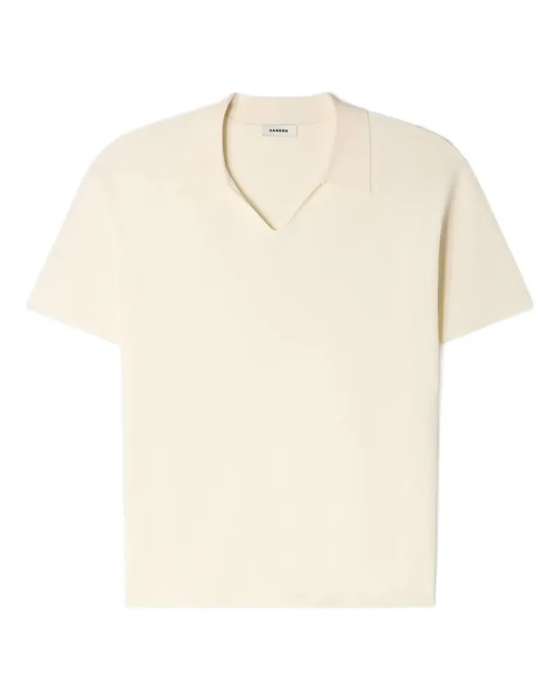Sandro T-Shirt mit V-Ausschnitt - Nude Nude