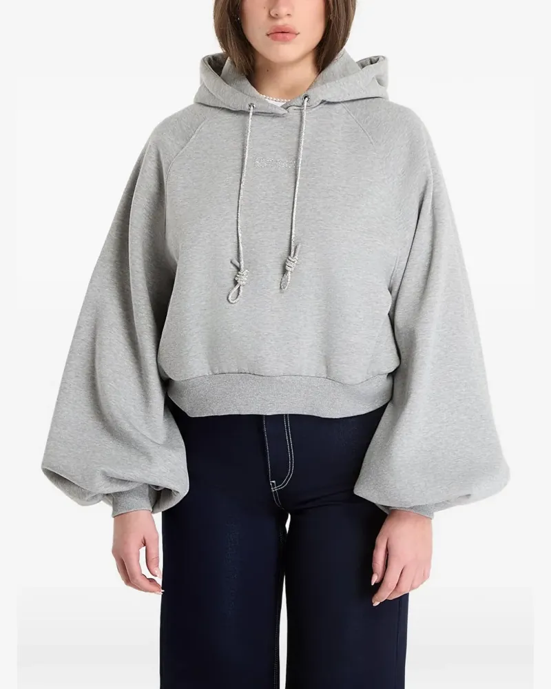 Guess Krystal balloon-sleeve cropped cotton hoodie - Grau Grau