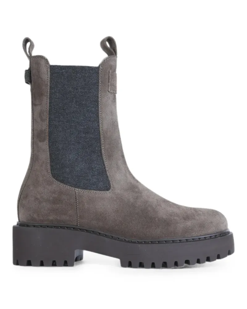 Brunello Cucinelli Knöchelhohe Wildlederstiefel - Grau Grau