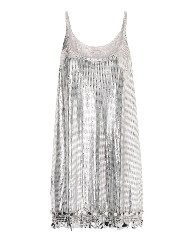 Paco Rabanne bead-embellished chainmail mini dress - Silber Silber