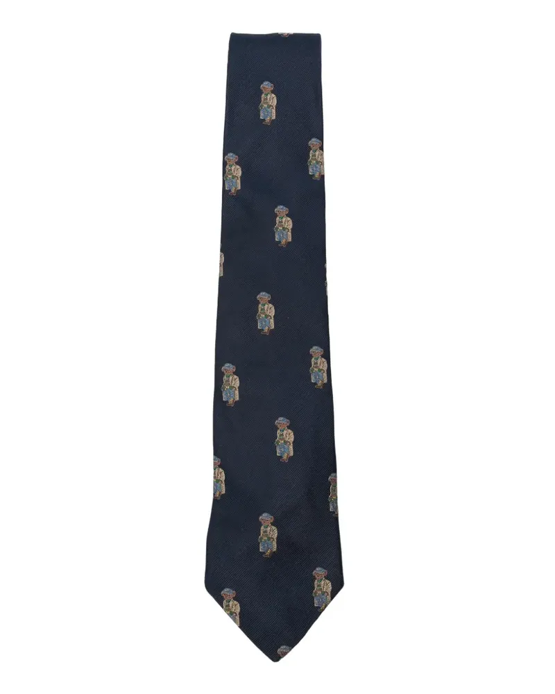Ralph Lauren Seidenkrawatte mit Polo Bear - Blau Blau