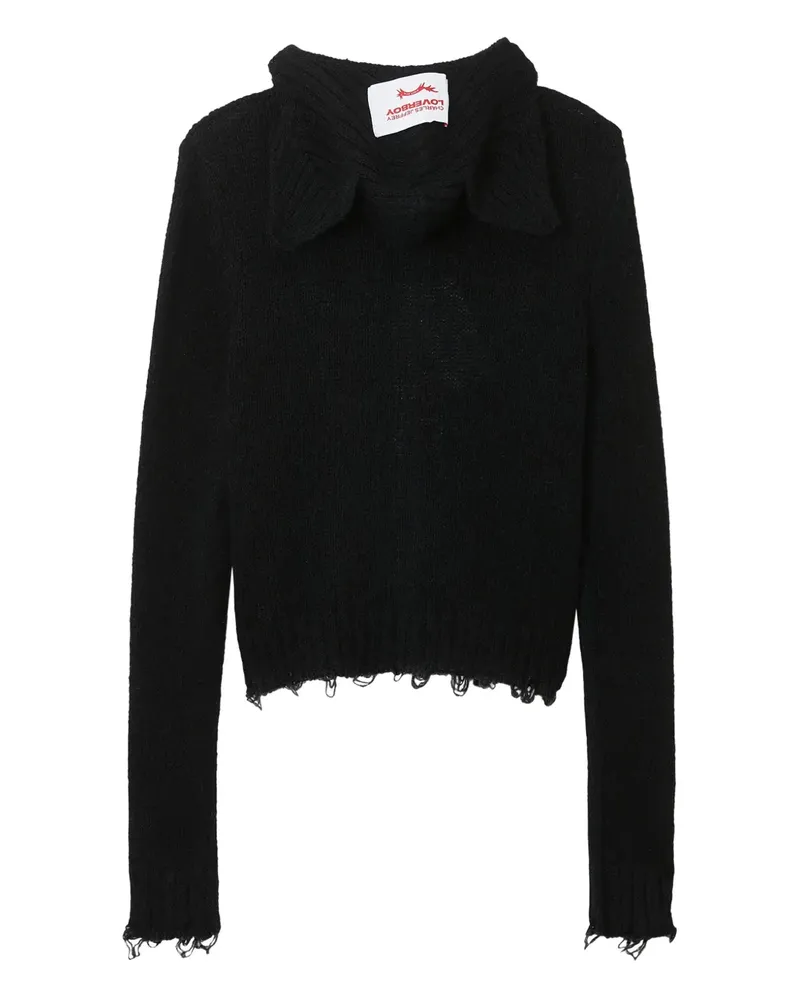Charles Jeffrey Loverboy Ausgefranster Cardigan mit Knöpfen - Schwarz Schwarz