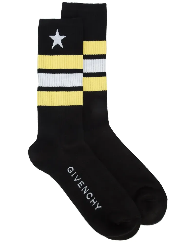 Givenchy Gestreifte Socken mit Sternmotiv - Schwarz Schwarz