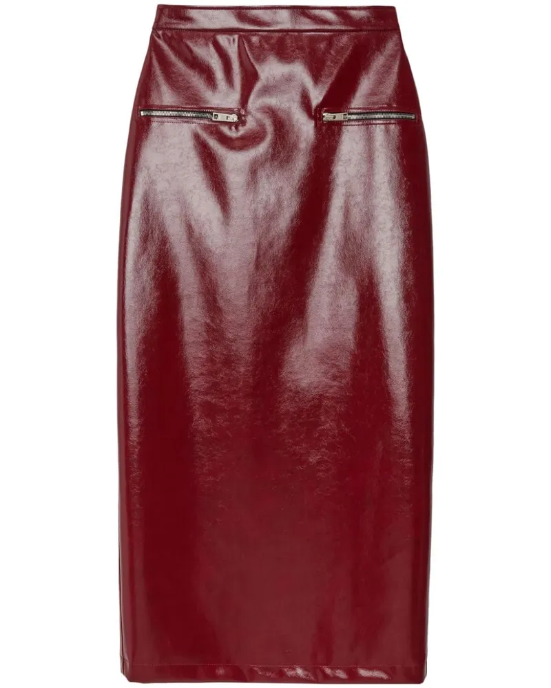 MSGM Midirock aus Lackleder - Rot Rot