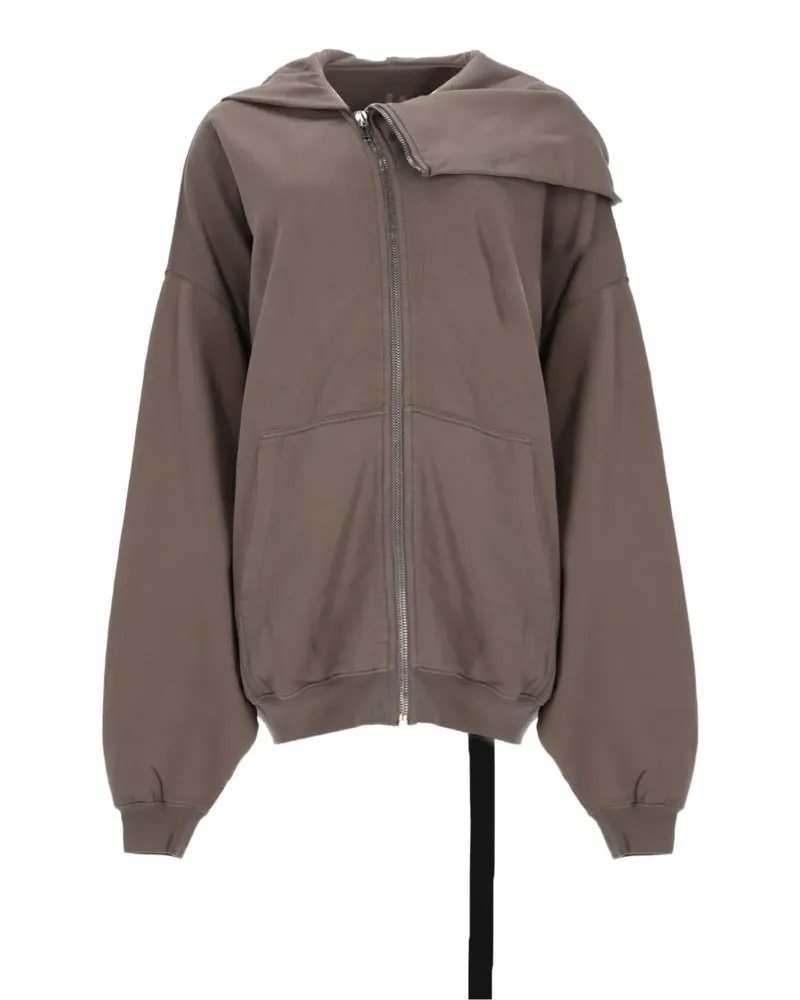 DRKSHDW by Rick Owens Mountain Hun Hoodie mit asymmetrischem Kragen und Reißverschluss - Braun Braun