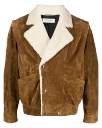 Saint Laurent Jacke mit Shearling-Besatz Braun