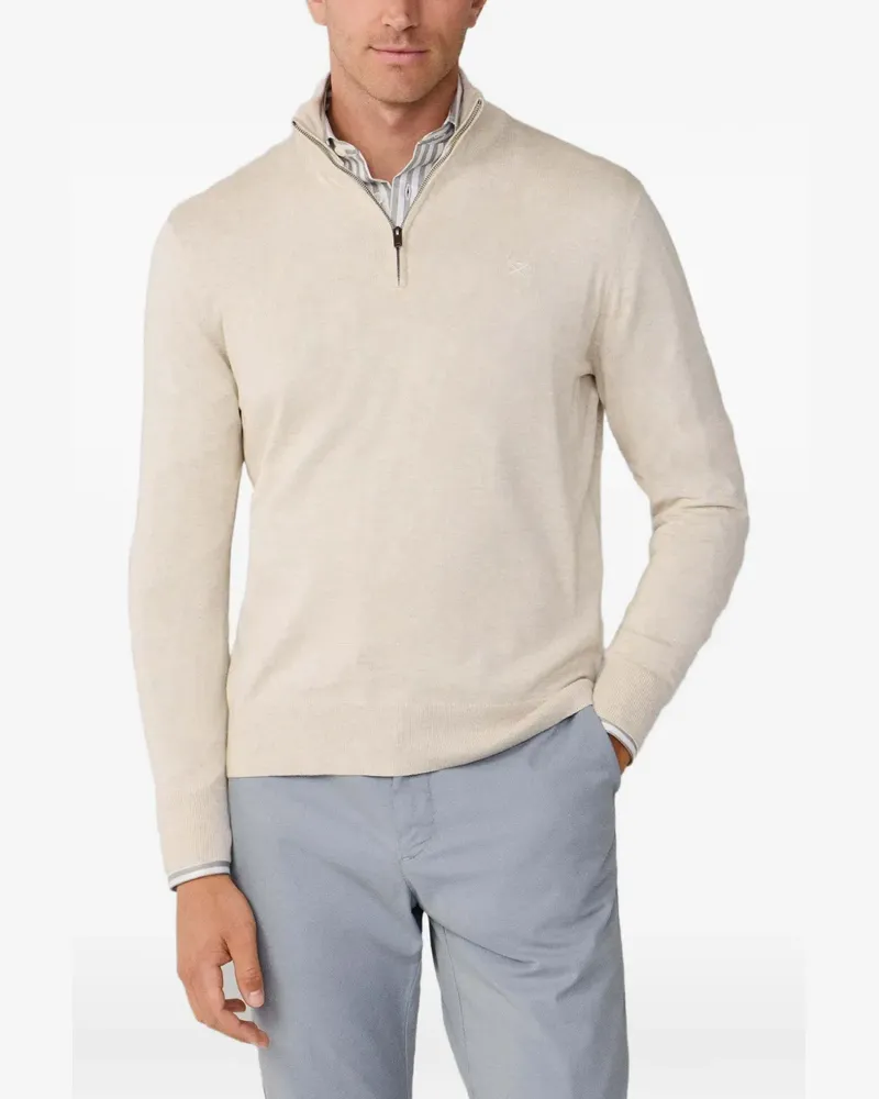 Hackett Bestickter Pullover mit Viertelreißverschluss - Nude Nude