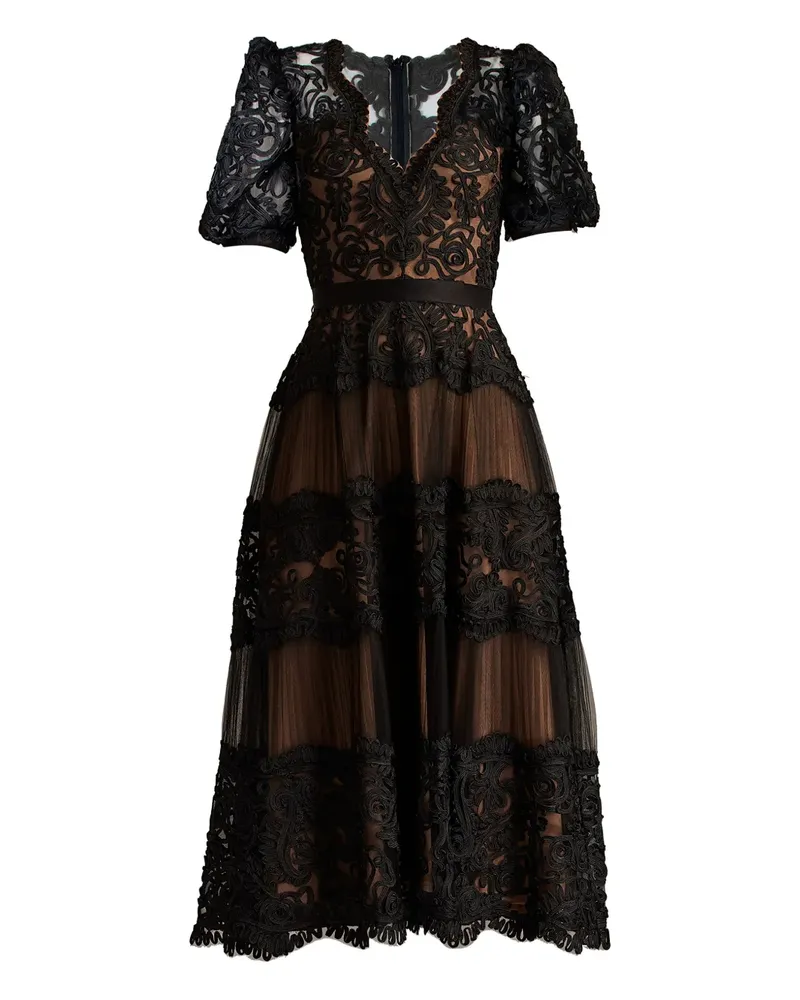Tadashi Shoji Belline Kleid mit Puffärmeln - Schwarz Schwarz