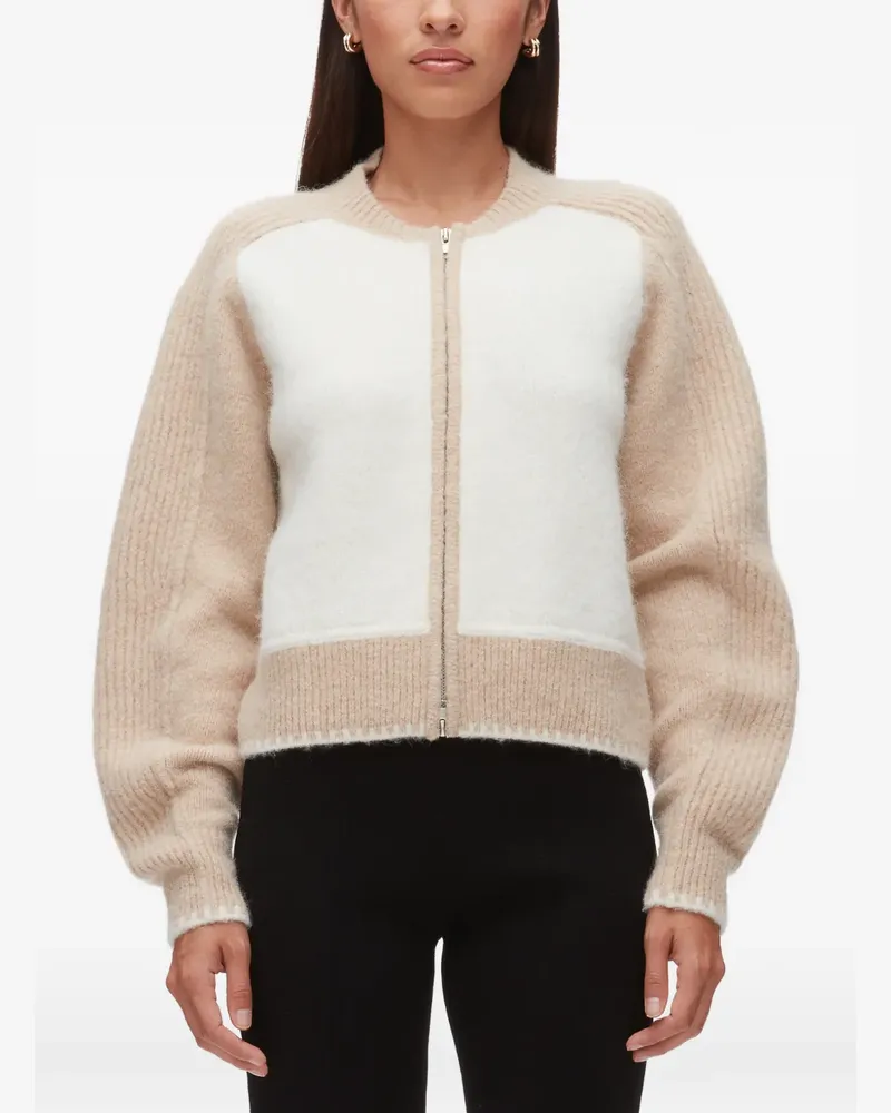 3.1 phillip lim colour-block zip-up cardigan - Nude Nude
