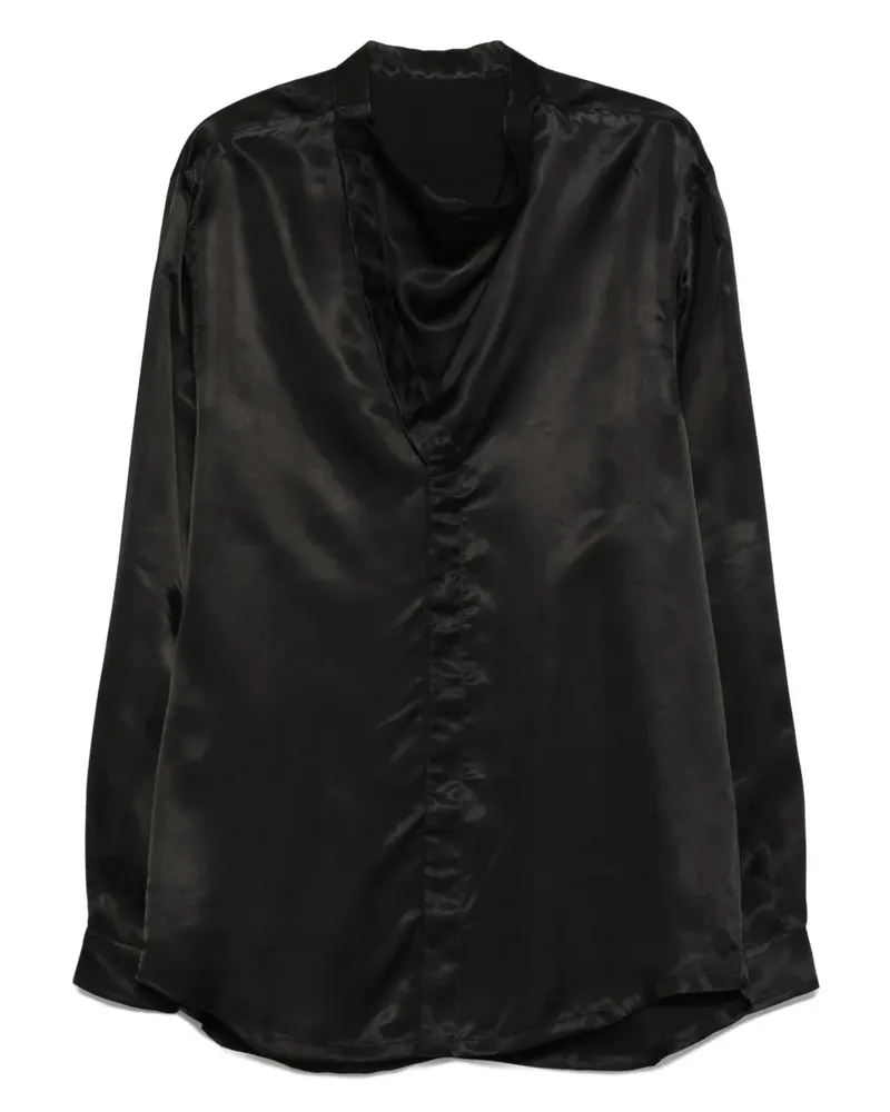 Rick Owens Hemd mit Wasserfallkragen - Schwarz Schwarz
