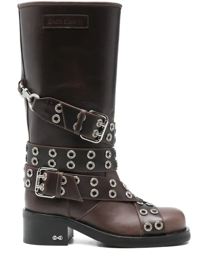 Mach & Mach Stiefel mit Schnallengürtel 50mm - Braun Braun