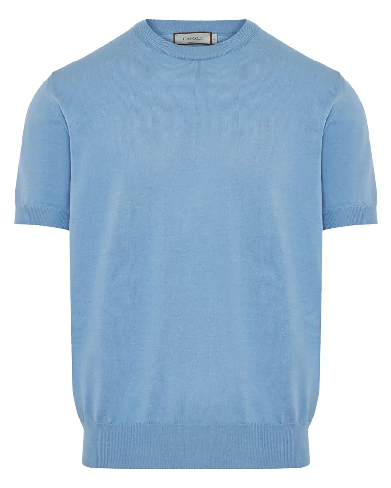 Canali T-Shirt aus Baumwolle Blau