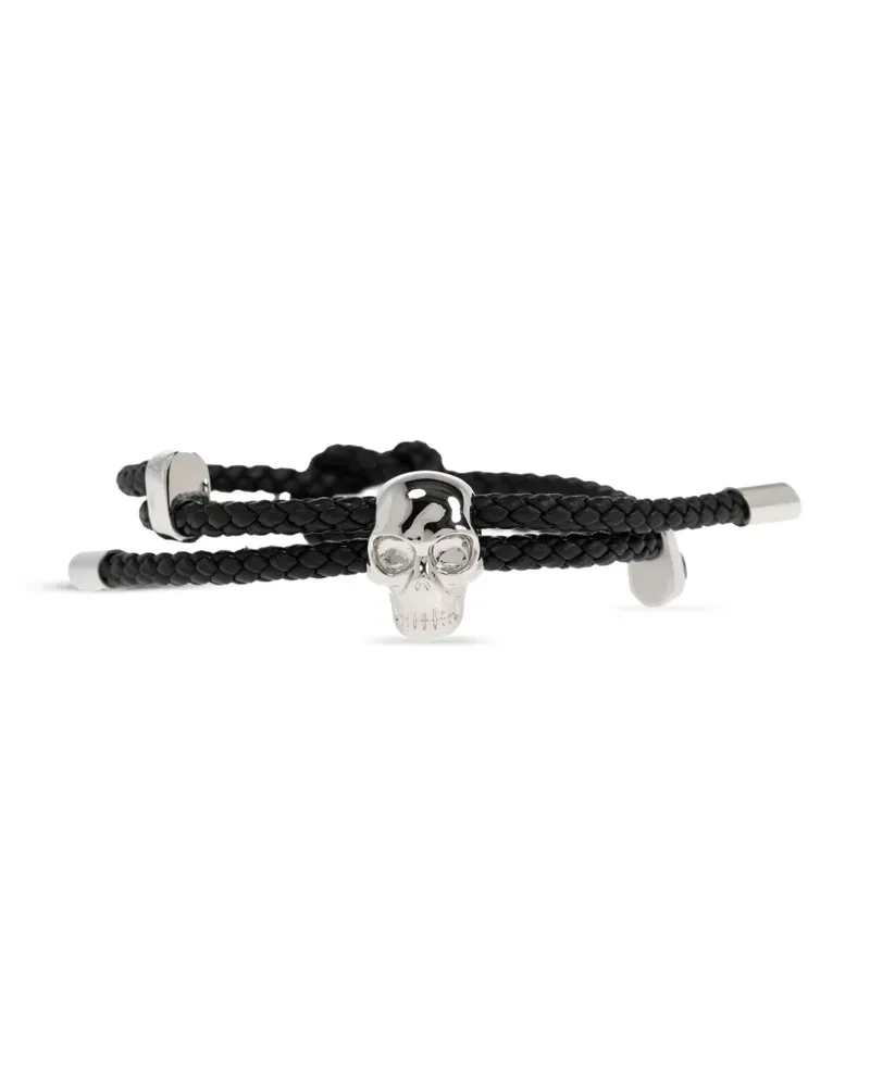 Alexander McQueen Geflochtenes Armband mit Totenkopf - Silber Silber