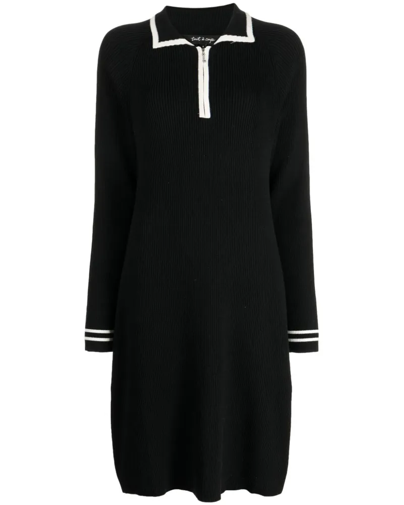 Tout a Coup Poloshirtkleid mit Streifendetails - Schwarz Schwarz