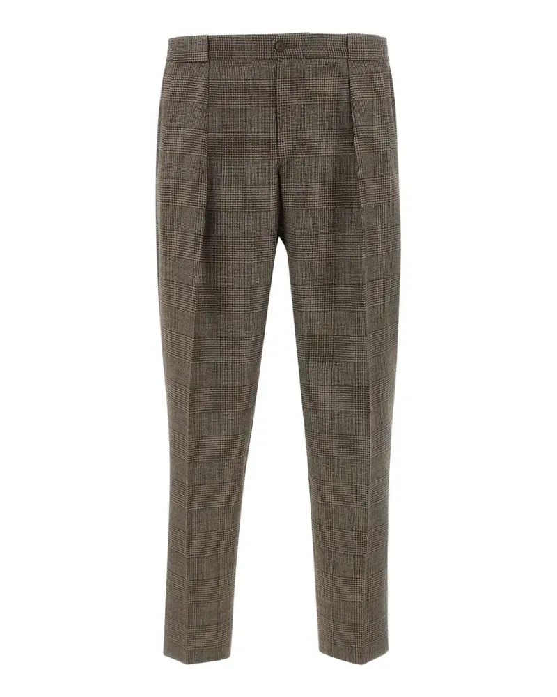 Briglia 1949 Bundfaltenhose mit Prince-of-Wales-Karo - Braun Braun