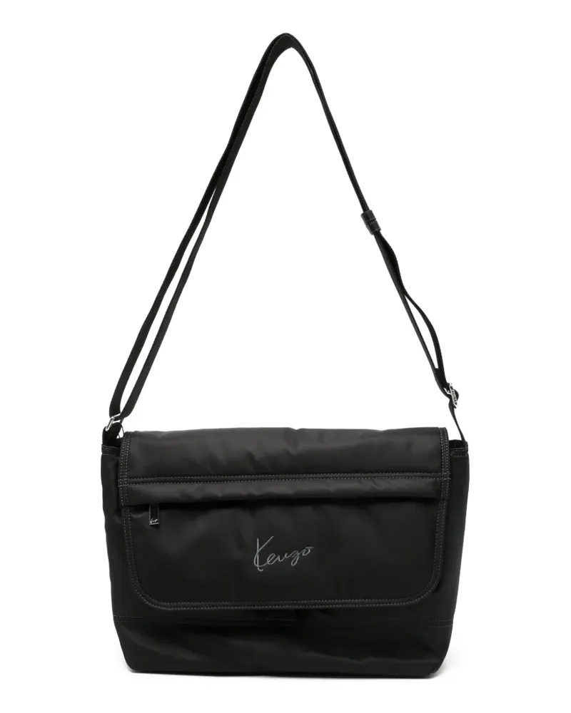 Kenzo logo-embroidered messenger bag - Schwarz Schwarz