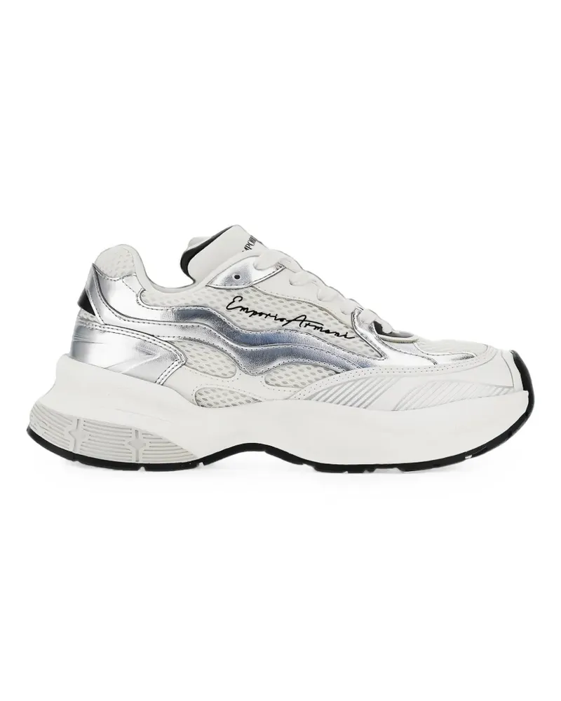 Emporio Armani metallic-panel mesh sneakers - Weiß Weiß