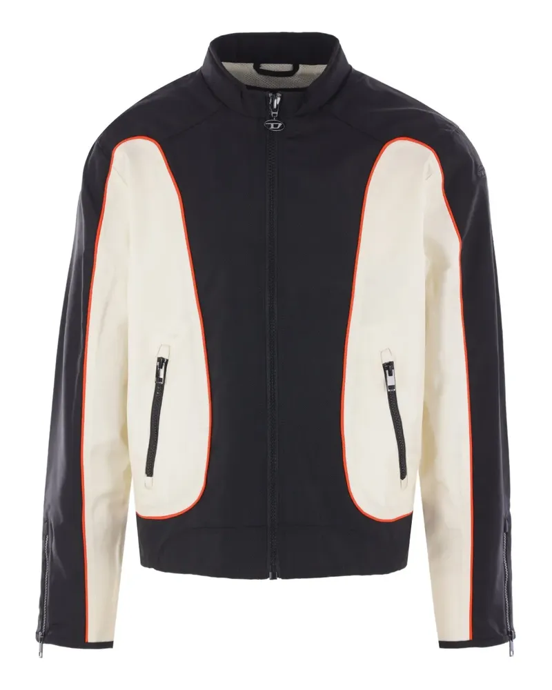 Diesel Bikerjacke mit Kontrasteinsätzen - Schwarz Schwarz
