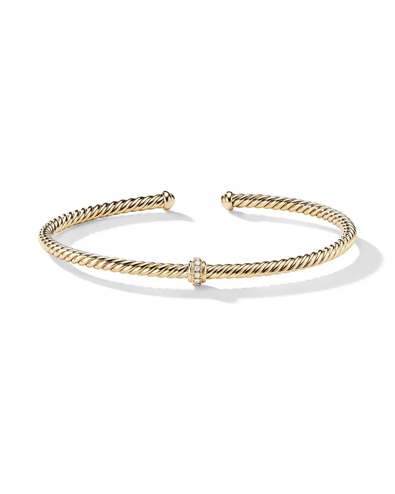 David Yurman 18kt Classic Station Gelbgoldarmband mit Diamanten (3mm Gold