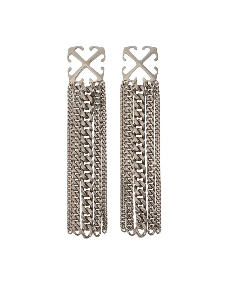 OFF-WHITE Arrow Chain Pendant Earrings - Silber Silber