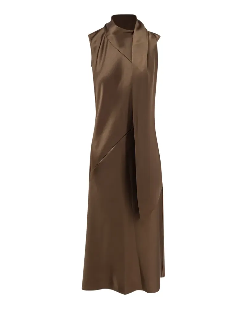 Vince scarf-detail sleeveless satin maxi dress - Braun Braun